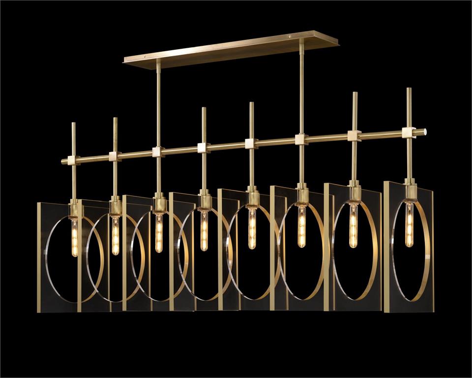 Люстра Genesis: Acrylic Eight-Light Pendant in Antique Brass