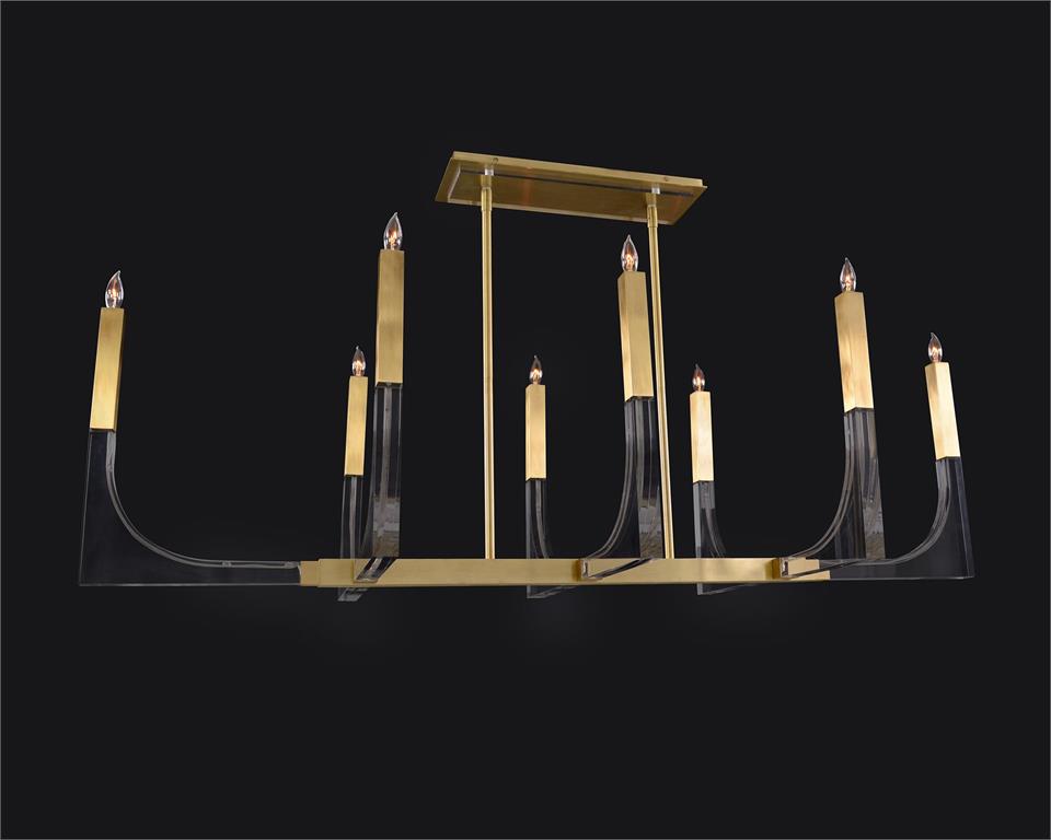 Люстра Genesis: Acrylic Eight-Light Chandelier with Antique Brass