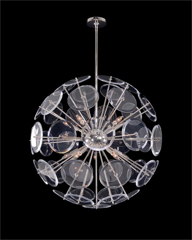 Люстра Genesis: Acrylic Sphere Ten-Light Pendant in Polished Nickel