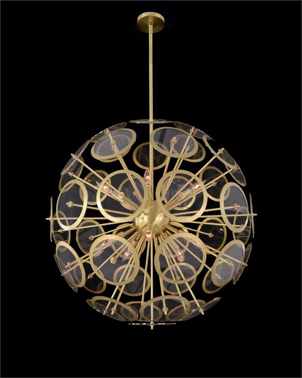 Люстра Genesis: Acrylic Sphere Ten-Light Pendant in Antique Brass