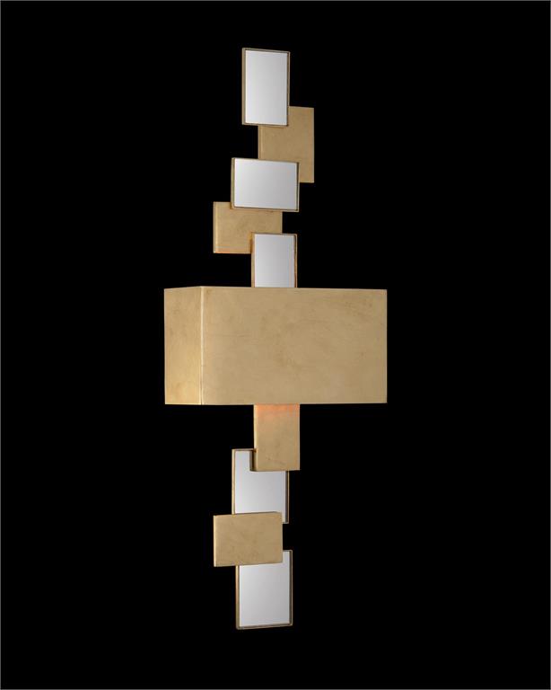 Бра Rectangles of Mirror and Antique Gold-Leaf