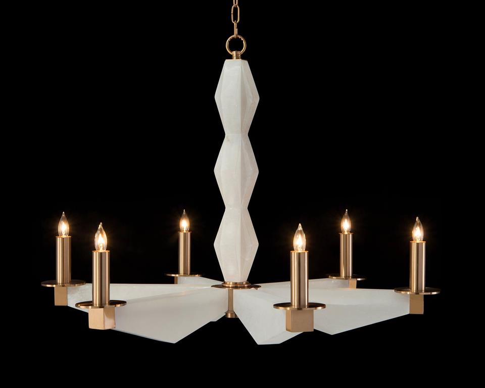 Люстра Sculptural Alabaster and Brass Six-Light