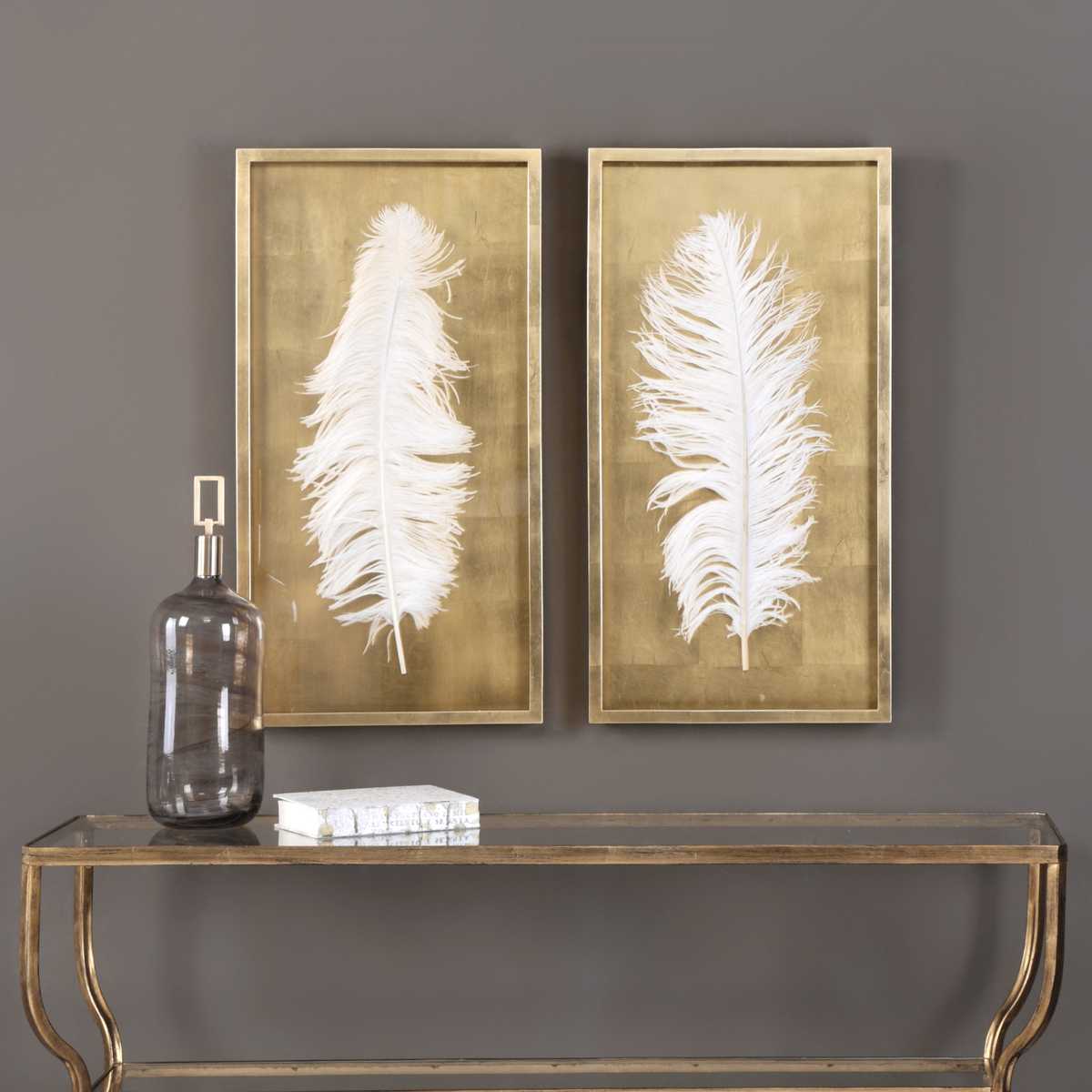Декор White Feathers Shadow Boxes, S/2