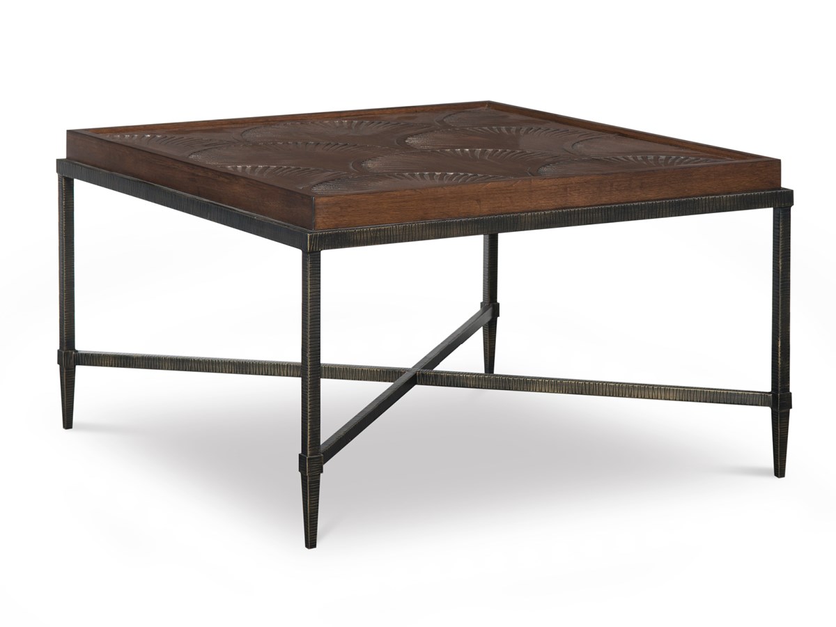 Столик коктейльный QUINTESSENCE PAPYRUS CARVED COCKTAIL TABLE WITH GLASS INSERT